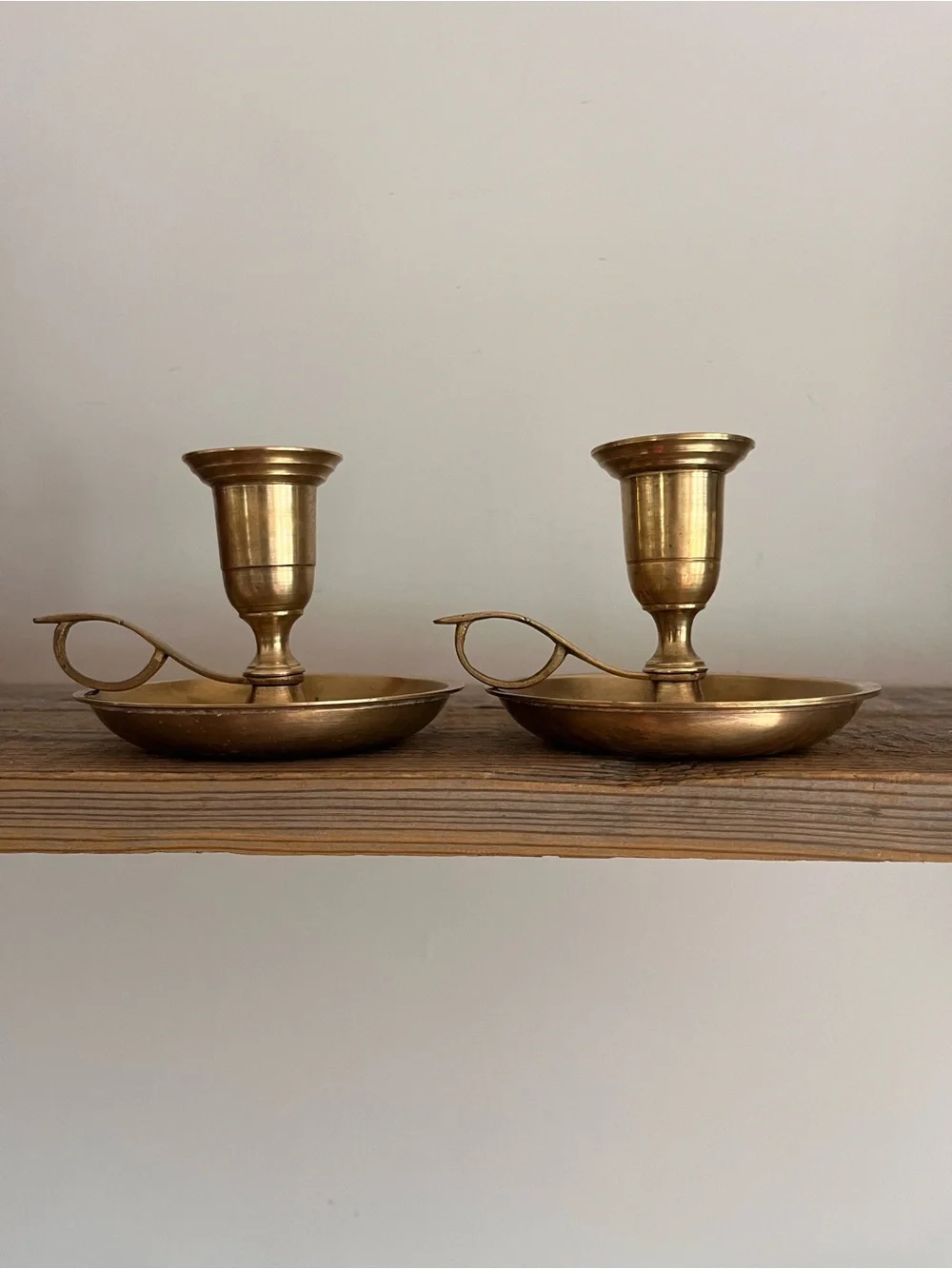Brass Chamberstick Candle Holders - Pair